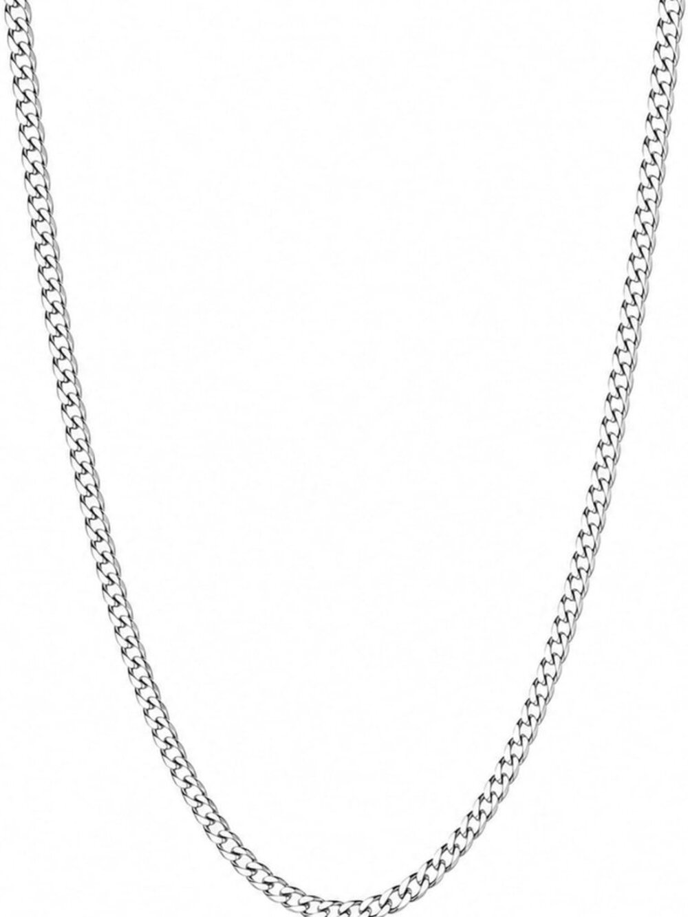Stylish Silver Cuban Link Chain Necklace for Men - Durable Stainless Steel